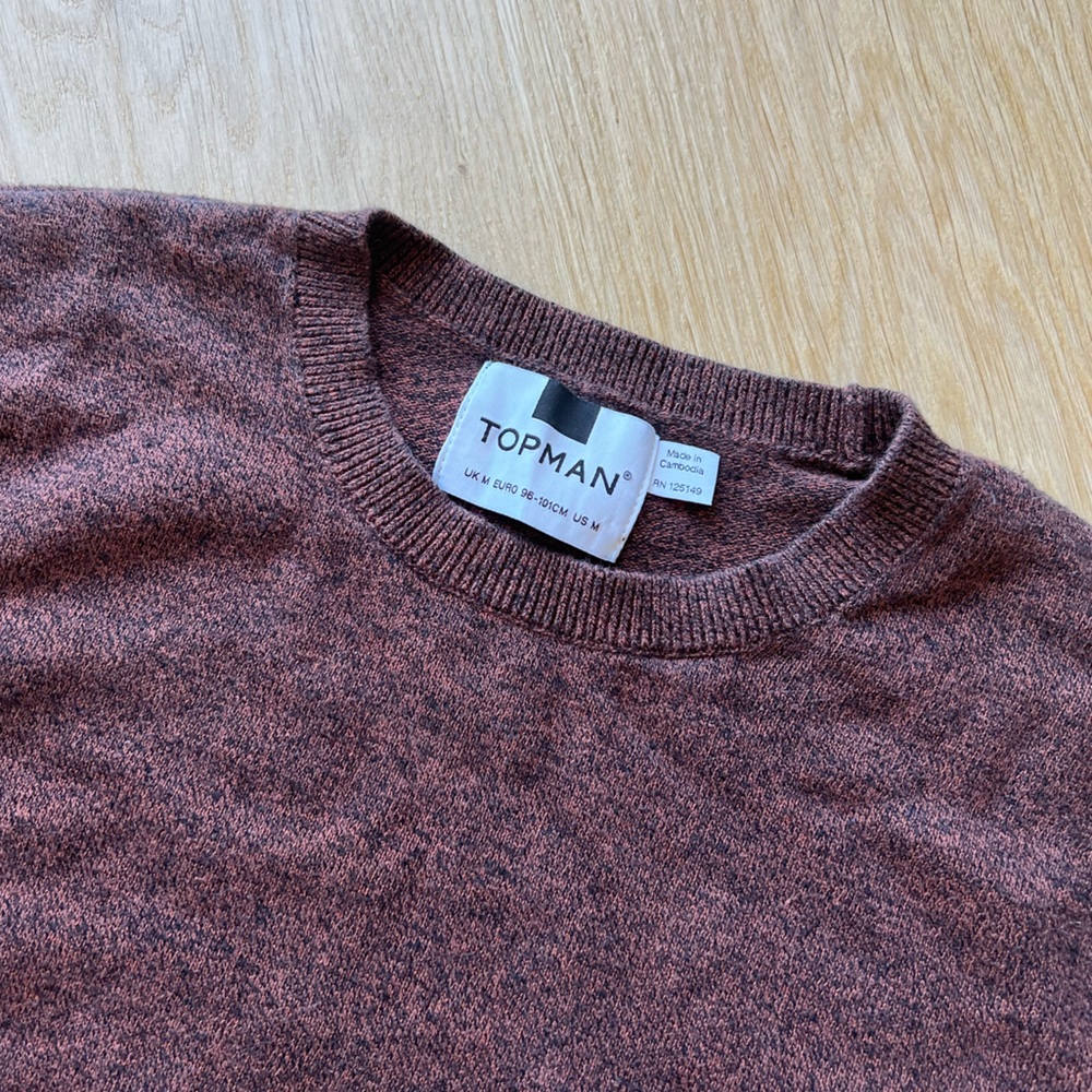 Rust/reddish orange & black layerable sweater (Topman, men’s medium)